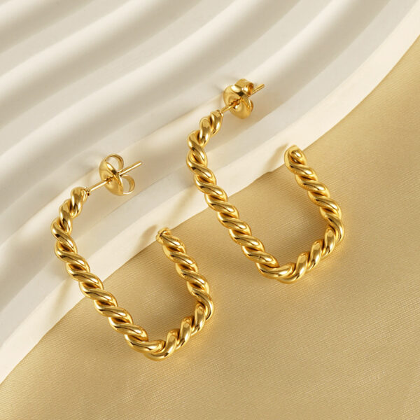 Wholesale 18k Gold Twist Square Earrings
