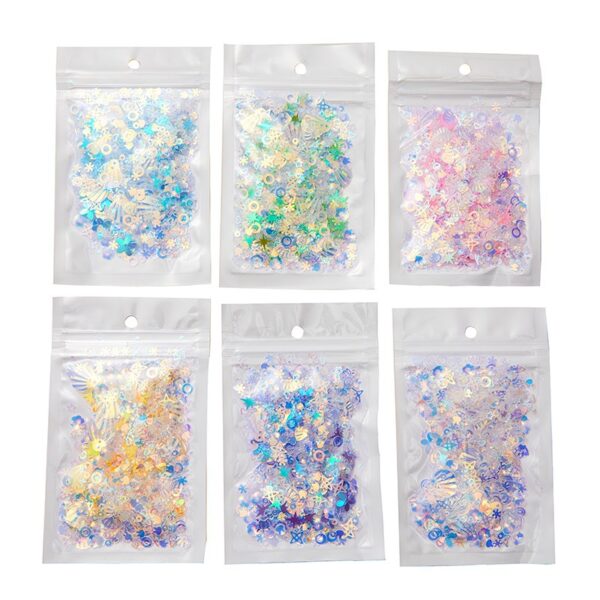 Wholesale Colorful Glitter High Shining Mermaid Mixed with Golden Transparent Colorful Star Love Nail and Eye Makeup Material