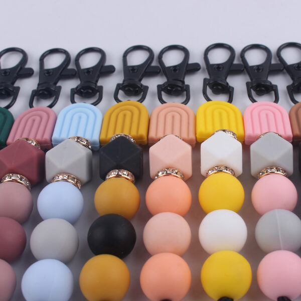 Wholesale Rainbow Silicone Beaded Keychain