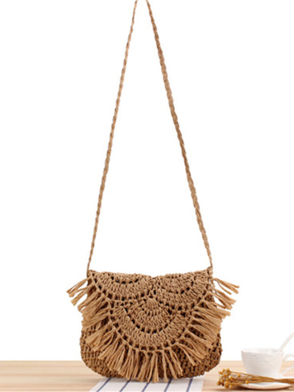 Wholesale Paper Rope Tassel Woven Shoulder Bag