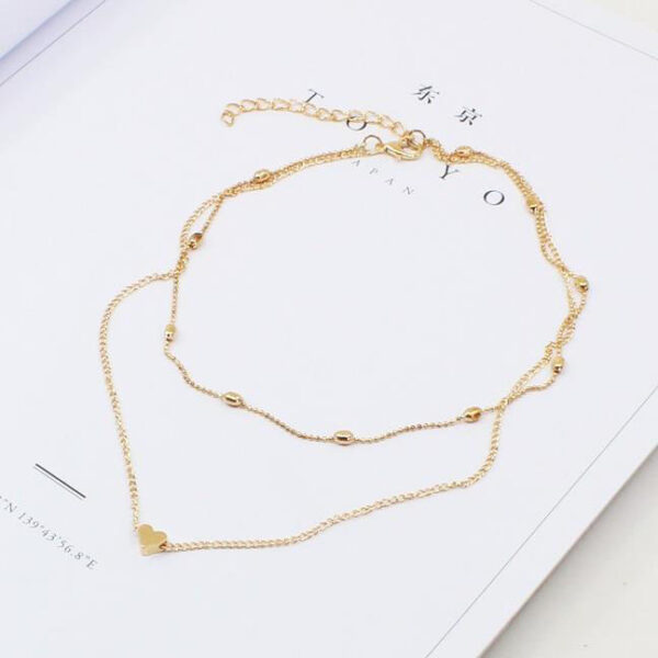 Wholesale Copper Peach Heart Multi-layer Clavicle Chain Necklace
