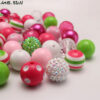 Wholesale 50PCS/Pack 20MM Tricolor Stripe Acrylic Beads Bubblegum Beads