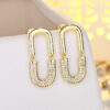 Wholesale Double U Full Diamond Copper Earrings