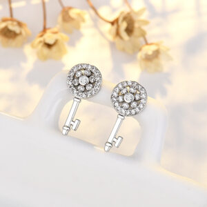 Key ear studs (platinum plated color retention)