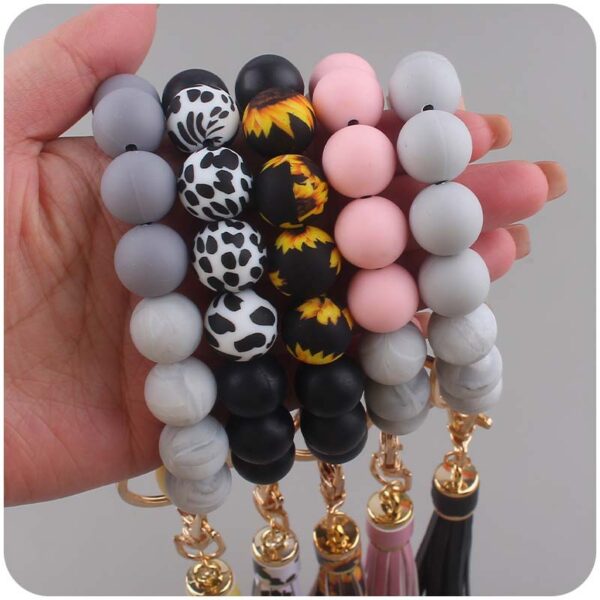 Wholesale Leather PU Tassel Silicone Wrist Keychain