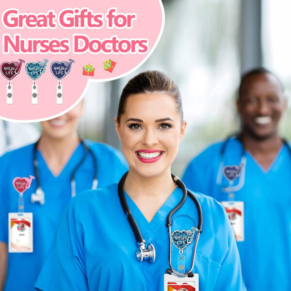 Wholesale Badge Reels Acrylic Glitter Stethoscope Doctor Nurse Retractable Keychain