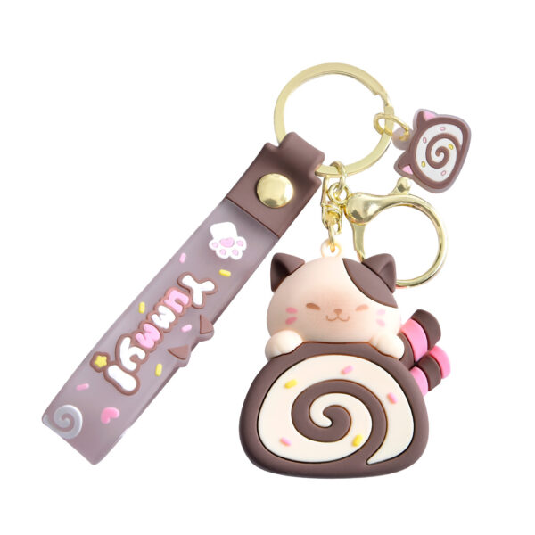 Wholesale Cat Cat Cake Roll PVC Keychain