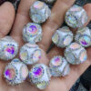 Wholesale of Six Sided Cat's Eye Stone Acrylic Inlaid Diamond Beads