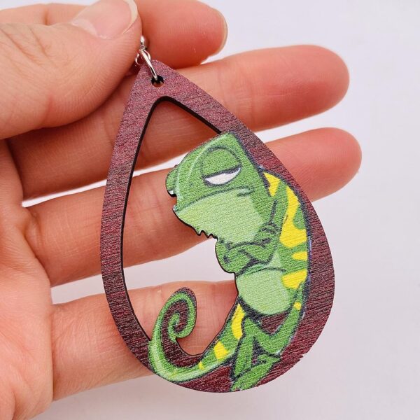 Wholesale Wooden Cartoon Frog Earrings
