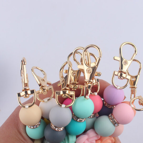 Wholesale Double Sided Rose Silicone Beaded Keychain