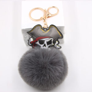 Dark gray / Pirate fur ball pendant