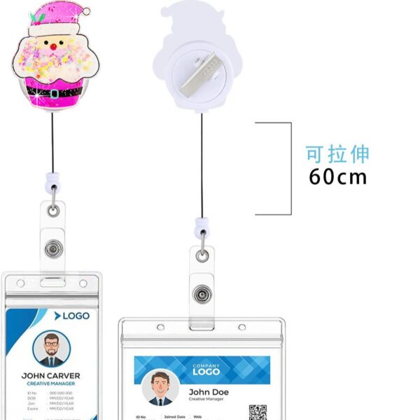 Wholesale Christmas Acrylic Santa Claus Gingerbread Man Christmas Tree Emblem Scroll Retractable Keychain