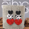 Wholesale Valentine's Day Multi-layer Love Leopard Print Sequin Plaid Leather Earrings