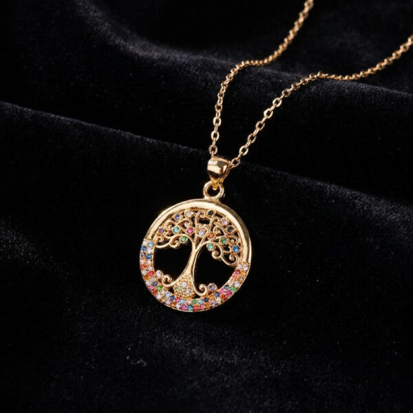 Wholesale Copper Colorful Tree of Life Pendant Necklace