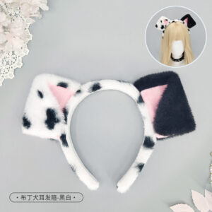 Pudding dog ear headband-black and white