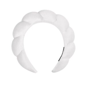 Gold velvet headband-white