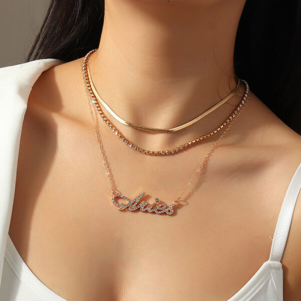Wholesale Alloy Diamond Multilayer Zodiac Necklace