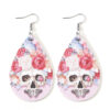 O1CN01uoaDe41ZzPzj2IbrZ_2214986983265-0-cib Wholesale Pink Rose Flower Butterfly Skull Earrings Double Sided PU Leather Water Drop Earrings
