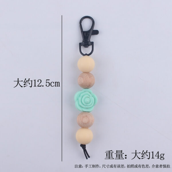 Wholesale Silicone Rose Wood Beads Beaded Keychain