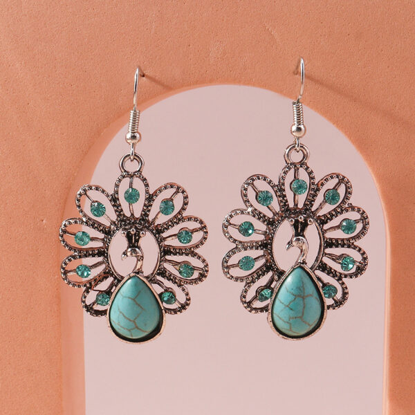 Wholesale Bohemian Retro Ethnic Style Teardrop Shaped Turquoise Earrings