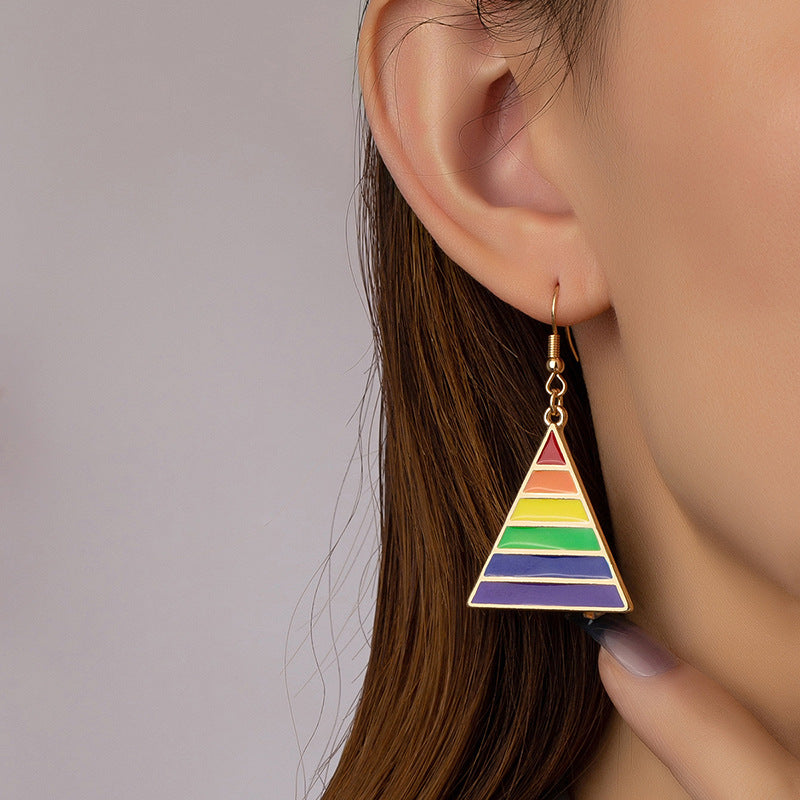 Wholesale Triangle Rainbow Alloy Earrings