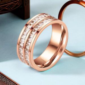 7-B-3 rose gold two rows square diamond 8mm / No. 5