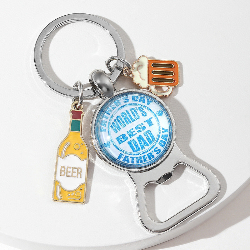 Wholesale Father's Day Zinc Alloy Beer Keychain