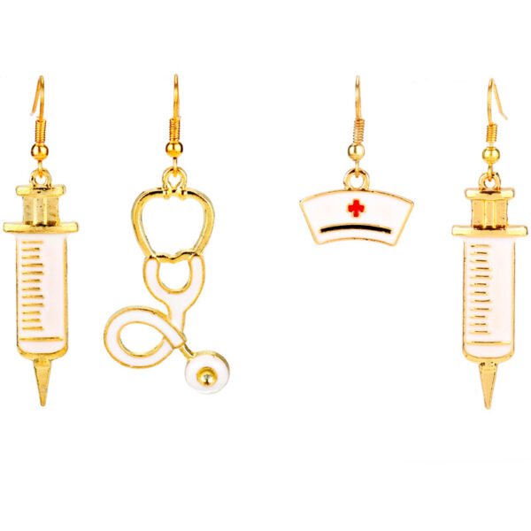 O1CN01ur2Cud1VaRt2fHa7N_2212758802669-0-cib Wholesale Gold Syringe Stethoscope Pendant Hanging Earrings