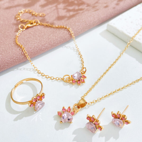 Wholesale Cute Cartoon Cat Claw Alloy Rings Jewelry Set