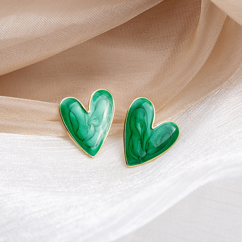 Wholesale ip Oil Heart Alloy Ear Studs