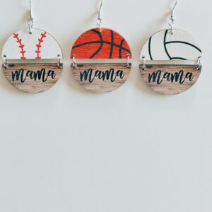 Wholesale Mother's Day Basketball Wooden Round Earrings