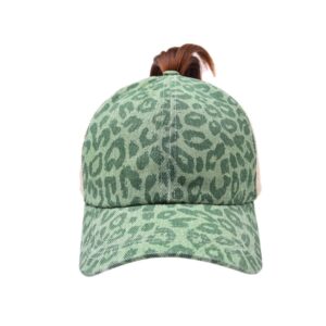 New green leopard print-horse tail hat / Free size