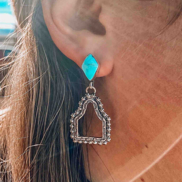 Wholesale Bohemian Vintage Rhombus Turquoise Earrings