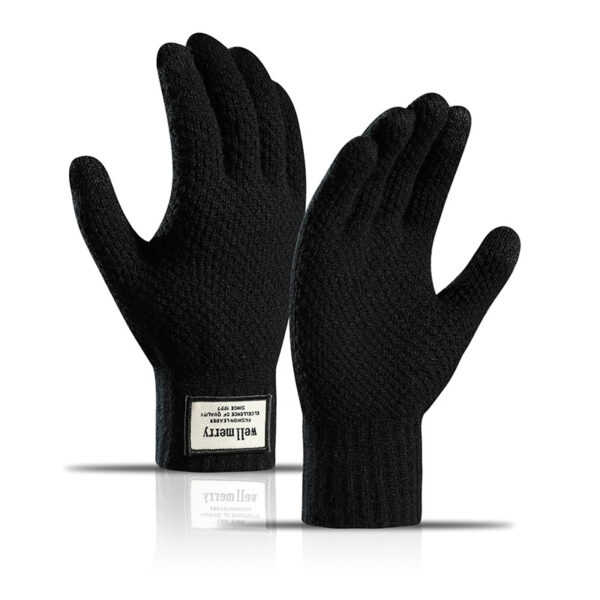 Wholesale Men's Velvet Thickened Jacquard Touch Screen Woolen Gloves