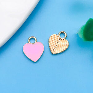 1 piece 10x12mm oil dripping pink peach heart shape-11023-0.5g