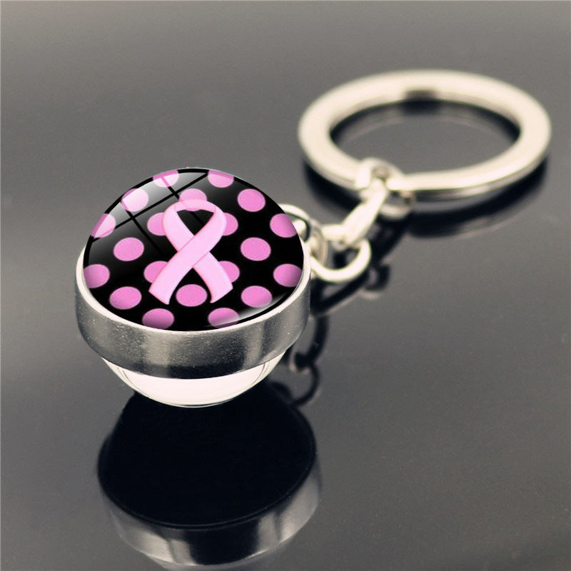 Wholesale Care Breast Cancer Vermicelli with Zinc Alloy Key Chain