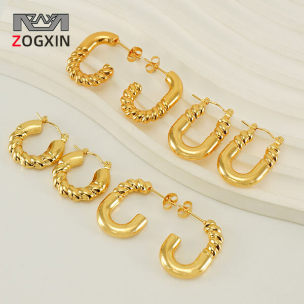 Wholesale Stainless Steel Gold Plated Vintage Geometric Hollow Earrings
