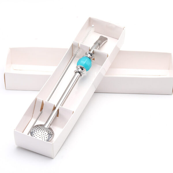 Wholesale Creative Filter 304 Stainless Steel Straw Stirring Coffee Dessert Madeira Tea Filter Spoon