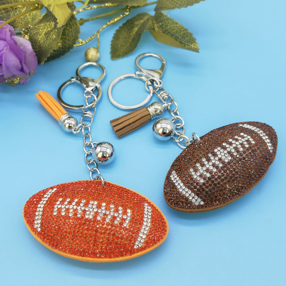 Wholesale Zinc Alloy Diamond Rugby Keychain