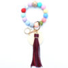 Wholesale Silicone Tassel Wooden Beads Wrist Keychain