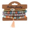 Wholesale Ethnic Multilayer Linden Beaded Alloy Bracelet