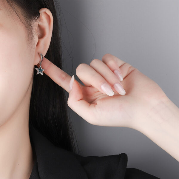 Wholesale Blue Pentagram Diamond Copper Earrings