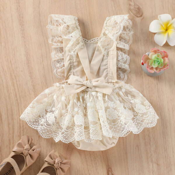 Wholesale Western Style Lace Flying Sleeve One-Piece Baby Clothes