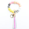 Wholesale Silicone Leopard Pattern Beaded Tassel Wrist Keychain