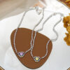 Wholesale Purple Love Diamond Enamel Necklaces