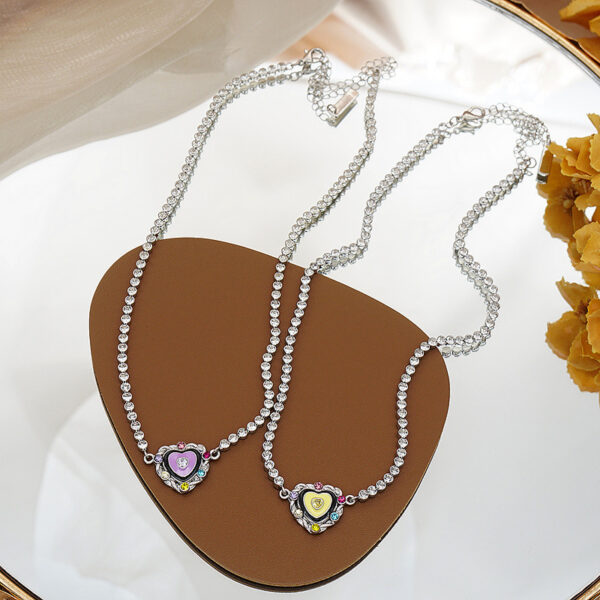 Wholesale Purple Love Diamond Enamel Necklaces