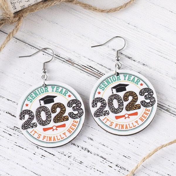 Wholesale Bachelor Hat Waterdrop Round Wooden Earrings