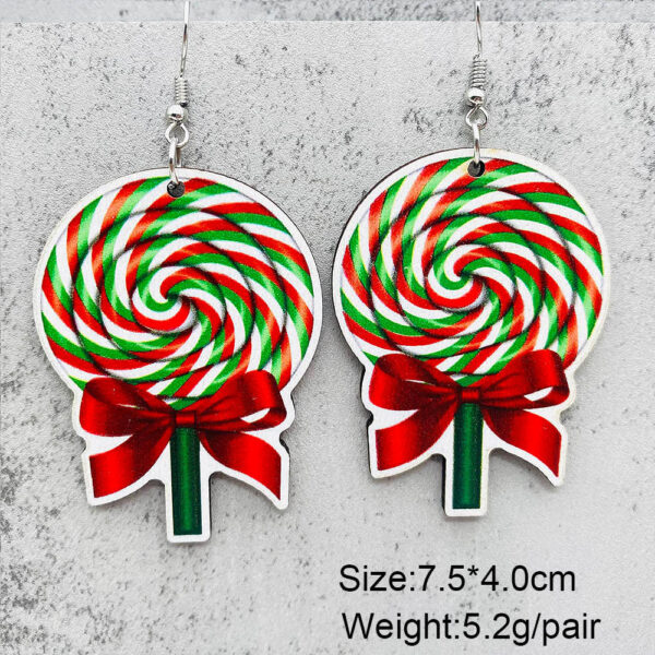 Wholesale Christmas Candy Cane Cane Wooden Earrings