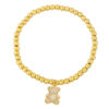Wholesale Cute Bear Pendant Bracelet Copper Plated 18K Gold Handmade Beaded Elastic Bracelet