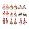 Wholesale Christmas Cow Leopard Print Santa Claus Christmas Tree Bus Truck Snowman Wood Earrings
